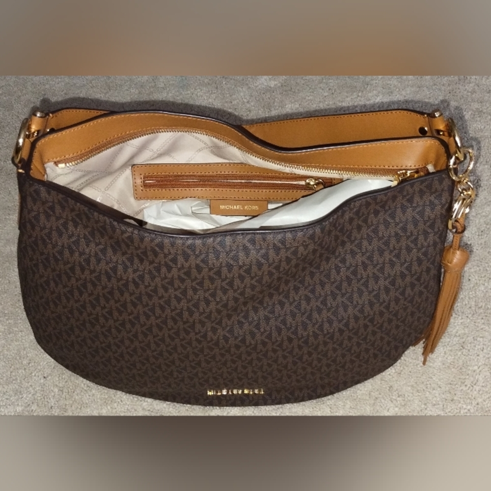 Michael Kors Brown PVC & Leather Shoulder Bag. New Without Tag
